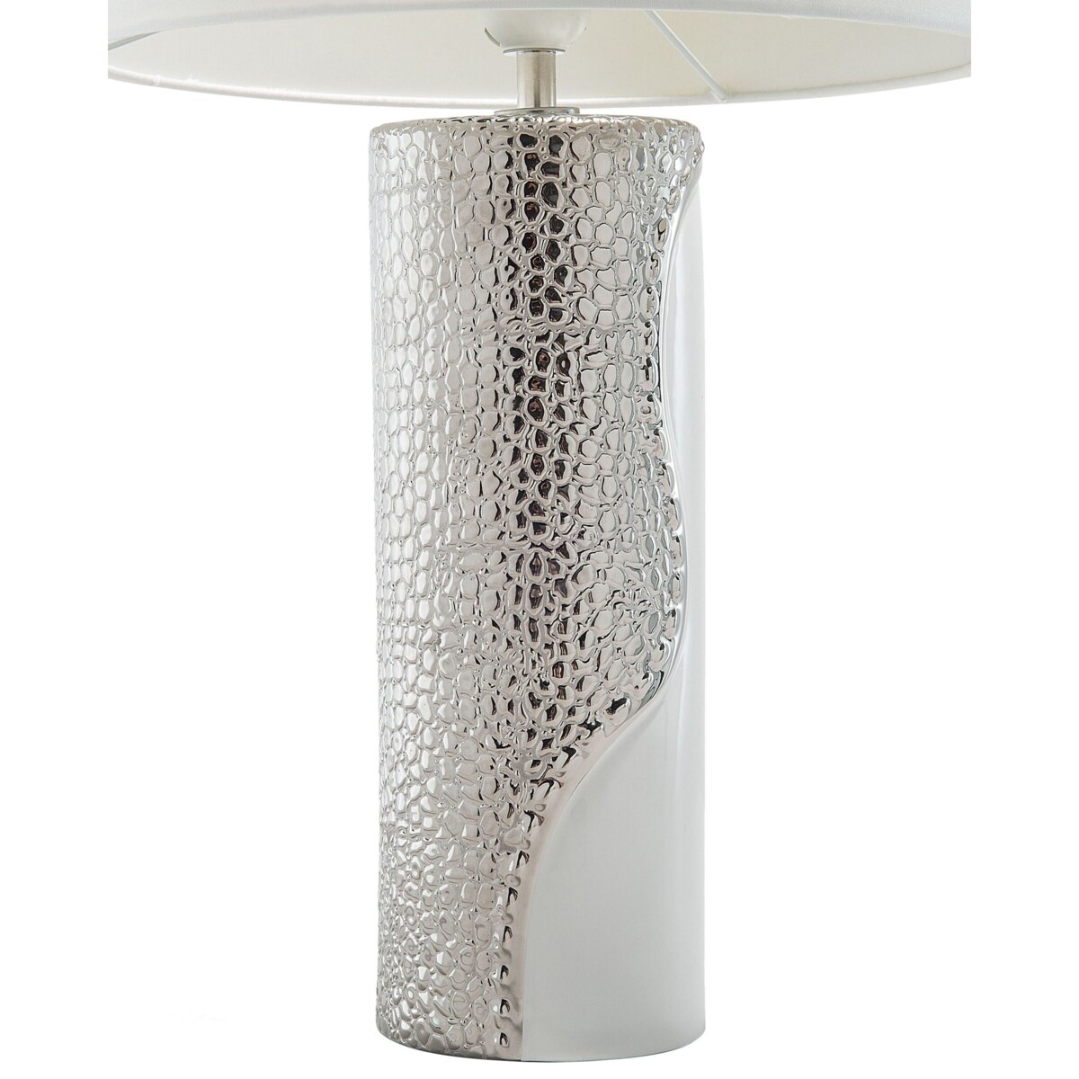 Lampka nocna porcelanowa biało-srebrna AIKEN