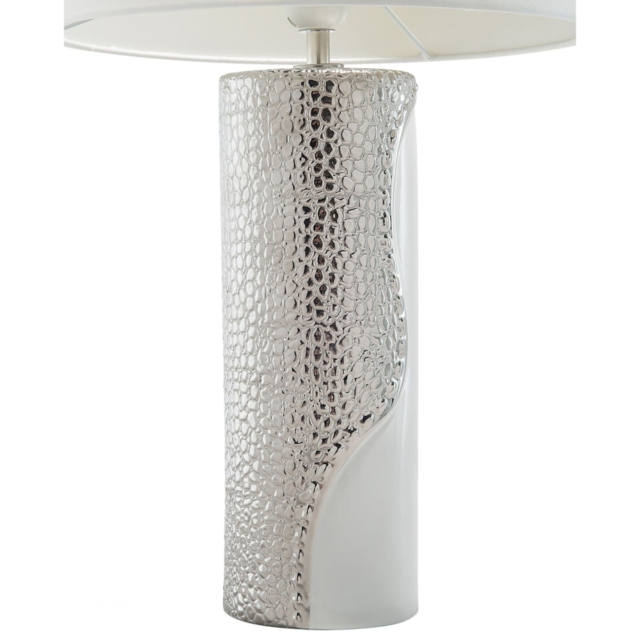 Lampka nocna porcelanowa biało-srebrna AIKEN