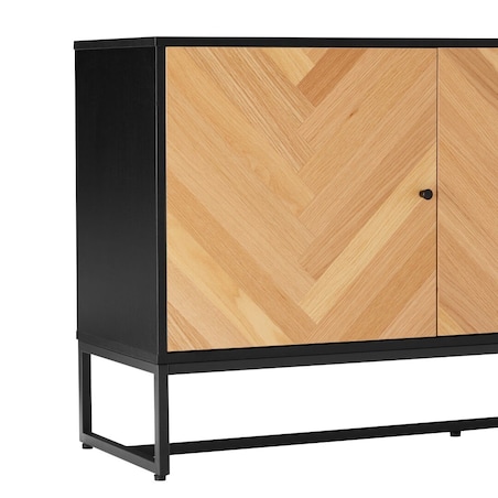 KOMODA Clar Z 3 SZAFKAMI w jodełkę dębowa czarna