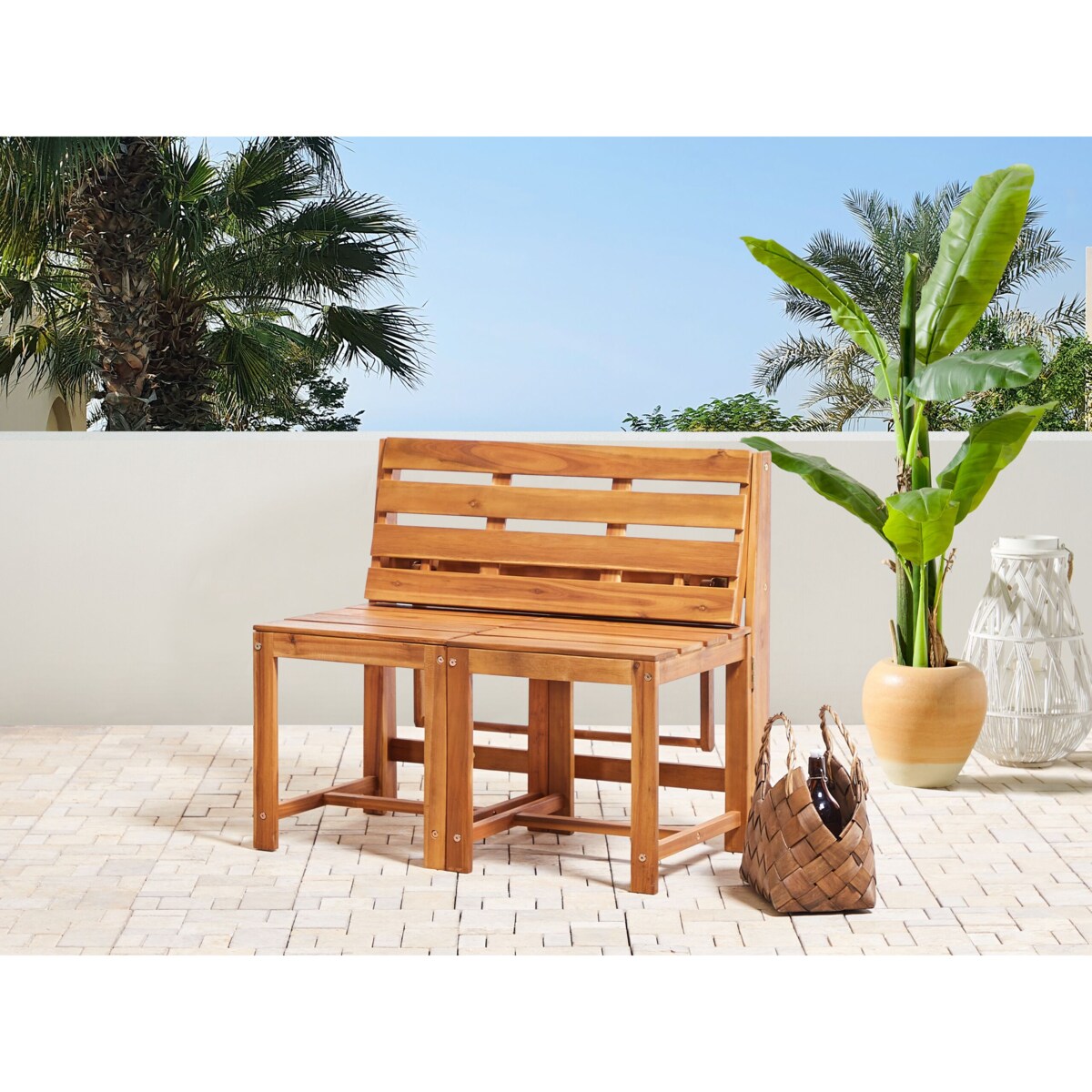 Ławko-stół TUENNO Drewno akacjowe Brązowy