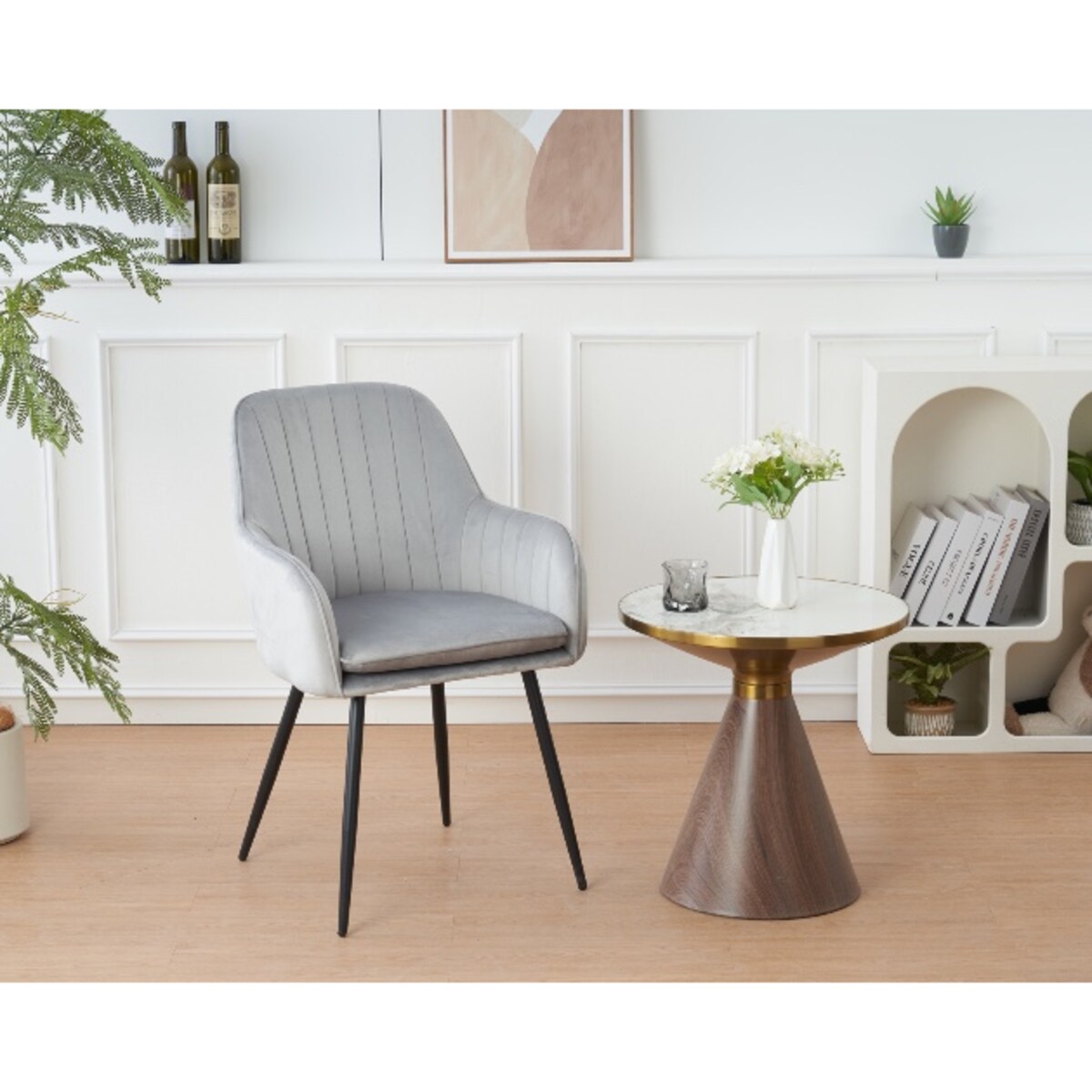 KRZESŁO TAPICEROWANE VELVET WELUR DO SALONU JADALNI KUCHNI SZARE MIA BLACK