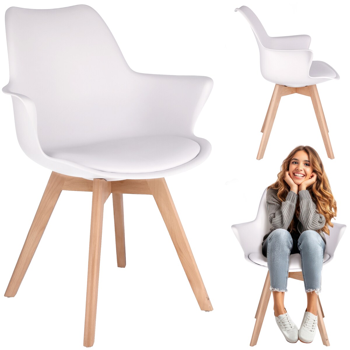 Krzesło wygodne profilowane ORLEAN białe