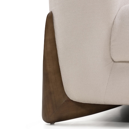 Fotel wypoczynkowy, jasnobeżowy, drewno kauczukowe, orzech