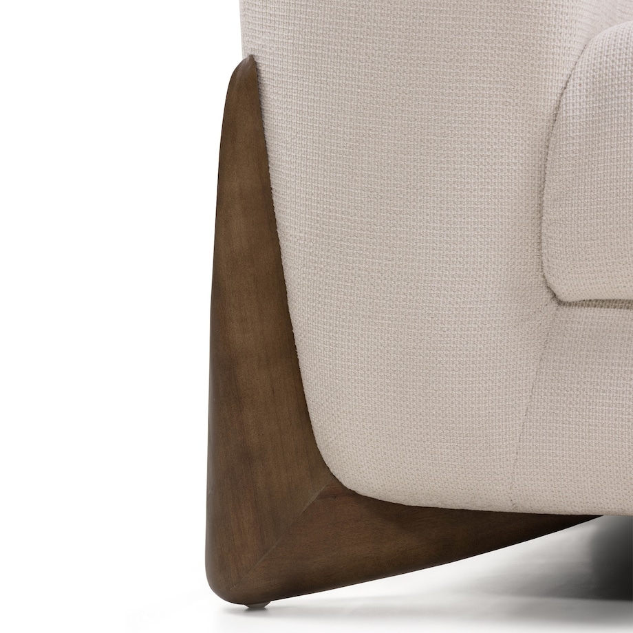 Fotel wypoczynkowy, jasnobeżowy, drewno kauczukowe, orzech