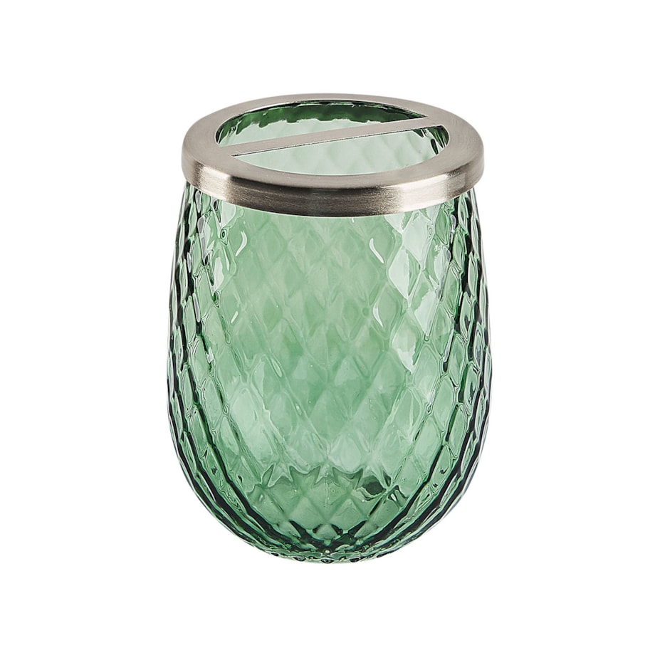 4-częściowy zestaw akcesoriów łazienkowych szklany zielony CANOA