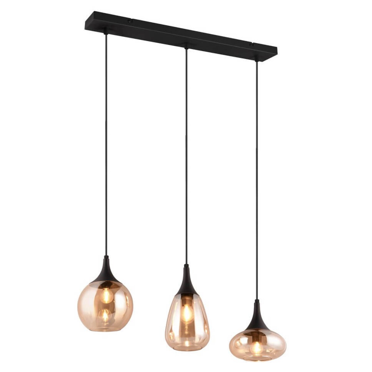 Potrójna lampa nad stół Lumina 317000313 Trio szkło czarna bursztynowa