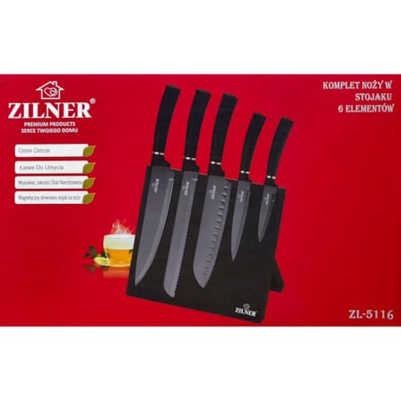 Zestaw 5 noży na stojaku magnetycznym ZILNER
