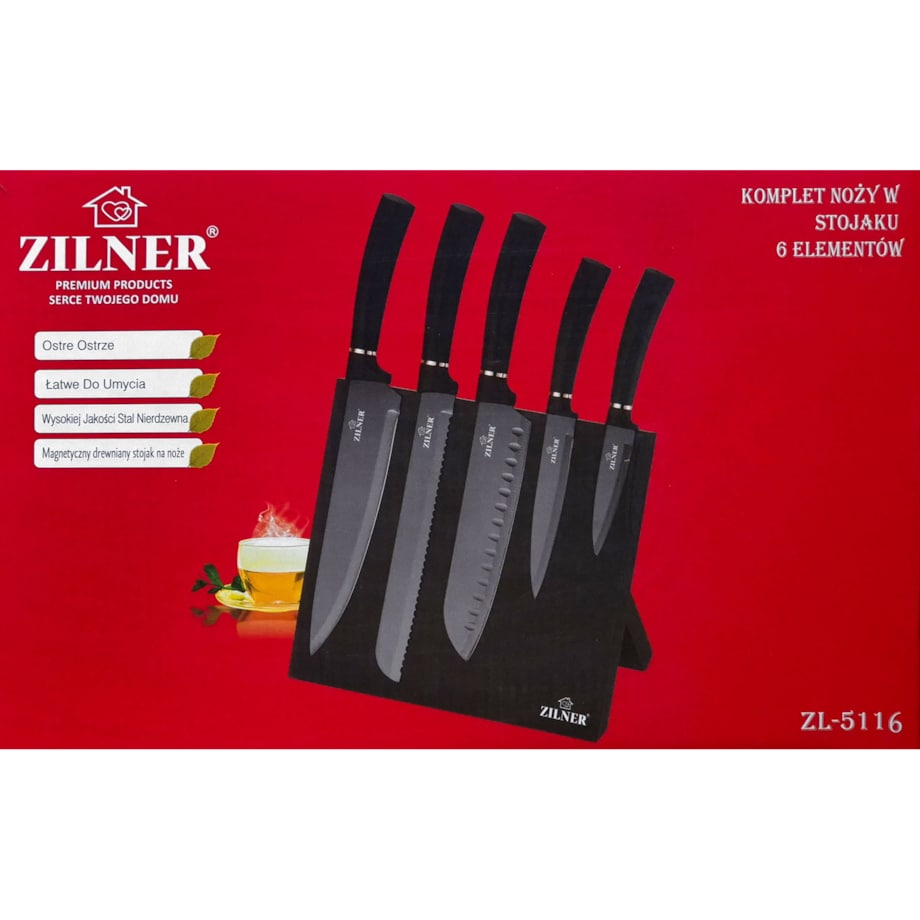 Zestaw 5 noży na stojaku magnetycznym ZILNER