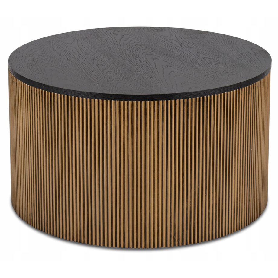 Stolik Kawowy Okrągły Duży Złoty Lamel Nowoczesny Okrągła Ława MIRACLE MAX