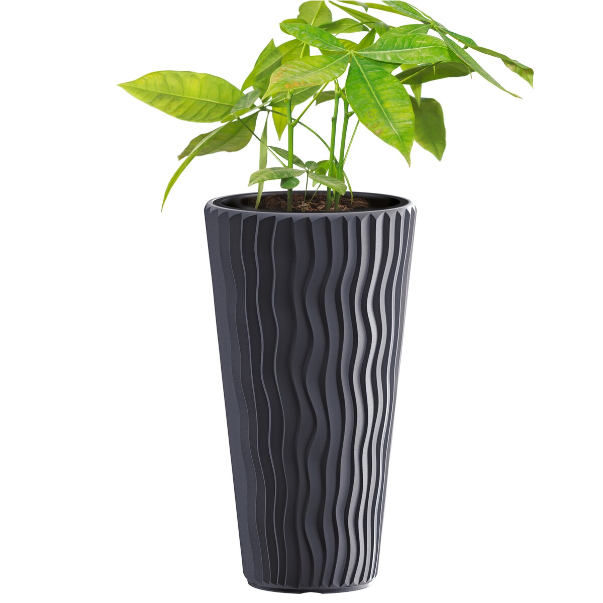 Doniczka Donica Ogrodowa 29,7 Cm Okrągła Wysoka Na Taras Do Ogrodu Domu Antracytowa