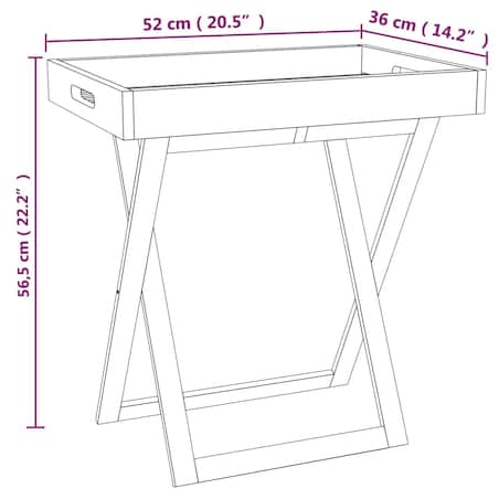 vidaXL Składany stolik-taca, 52x36x56,5 cm, lity orzech włoski