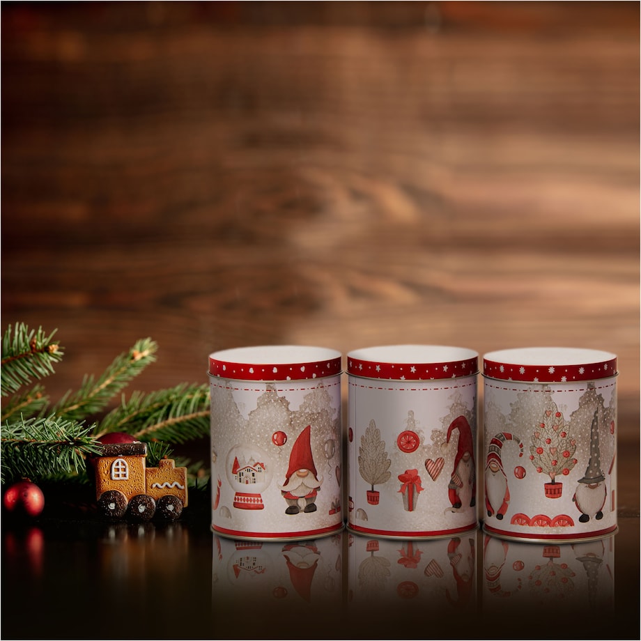 Puszka Na Ciastka Pierniki Herbatę Zestaw Świąteczne Boże Narodzenie Krasnale