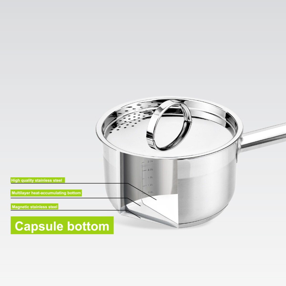 Rondel stalowy z pokrywką na indukcję gaz 16cm 1.5L MAESTRO
