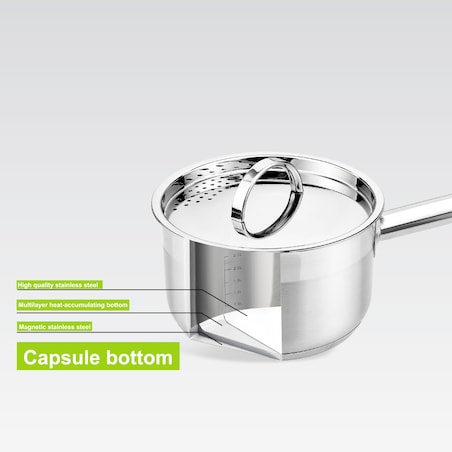 Rondel stalowy z pokrywką na indukcję gaz 16cm 1.5L MAESTRO