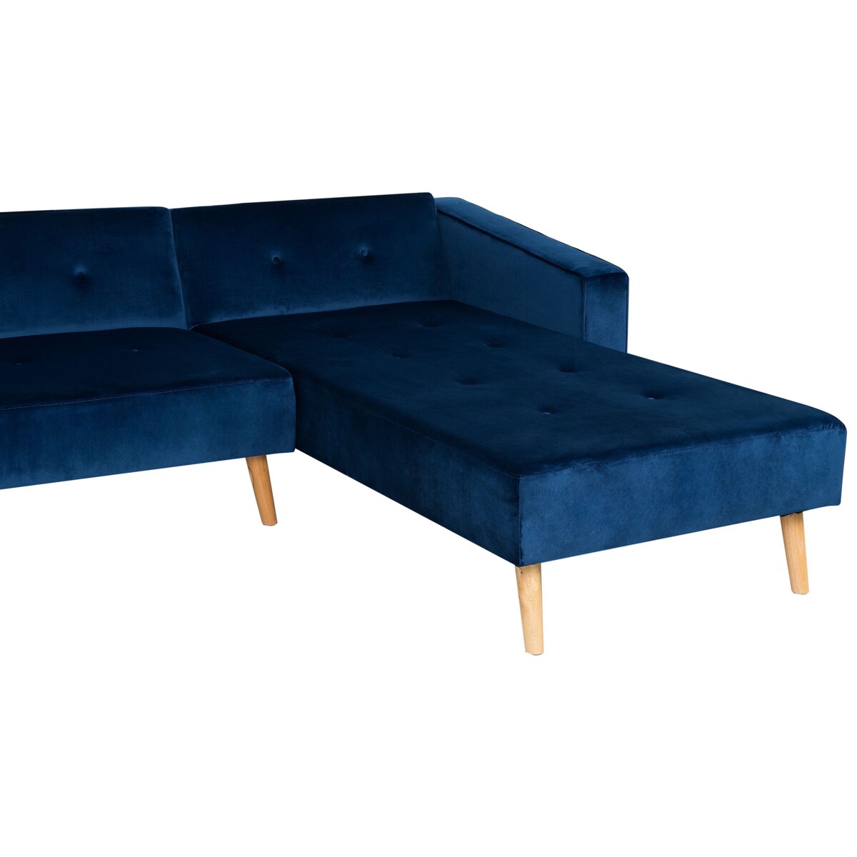 Narożnik welurowy lewostronny rozkładany niebieski VADSO