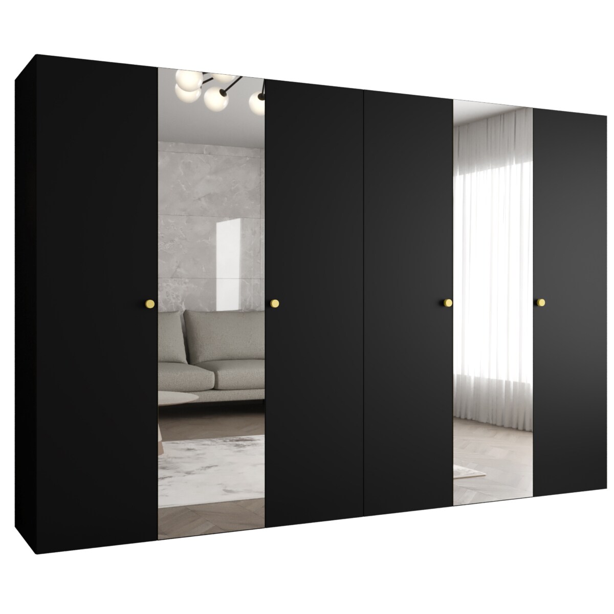 Szafa uchylna otwierana PARMA 2 300 wys. 202 cm Czarny + u. Złoty