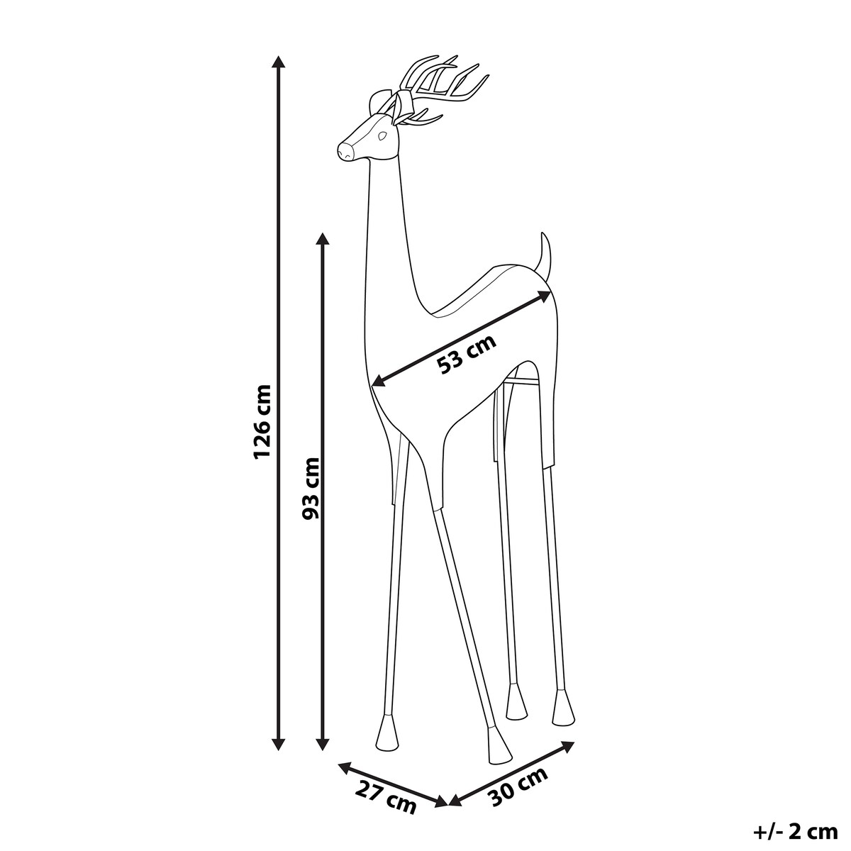 Dekoracja świąteczna podłogowa PELLO Renifer 126 cm Złoty
