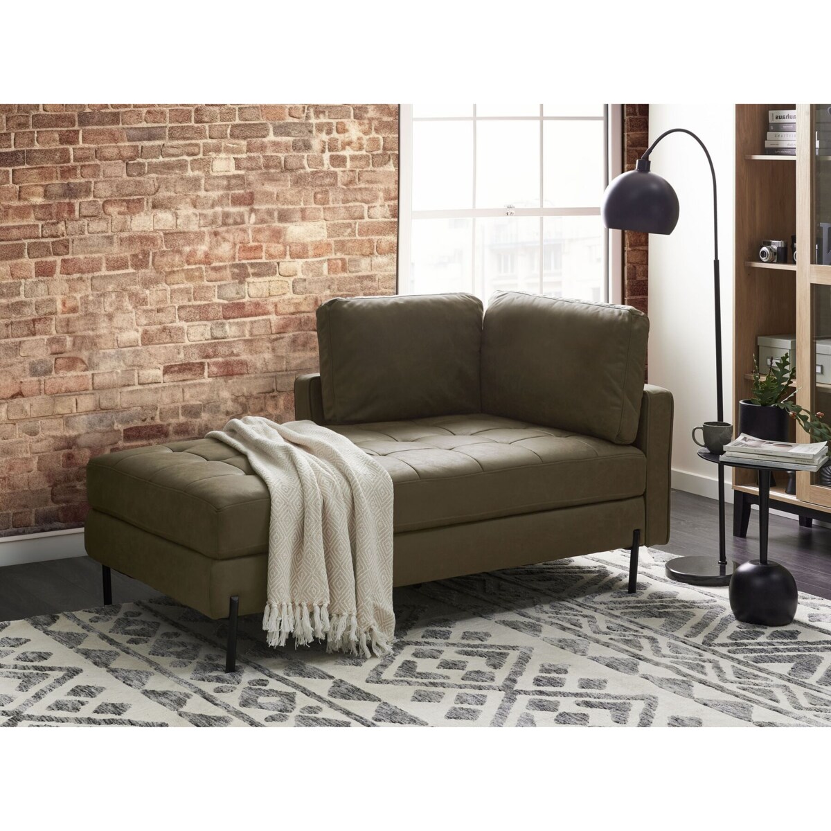 Szezlong prawostronny zielony REBAIS