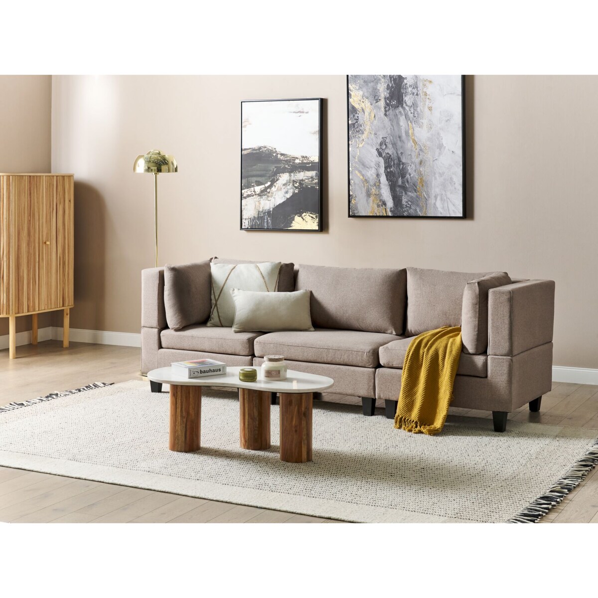 Sofa modułowa 3-osobowa brązowa UNSTAD