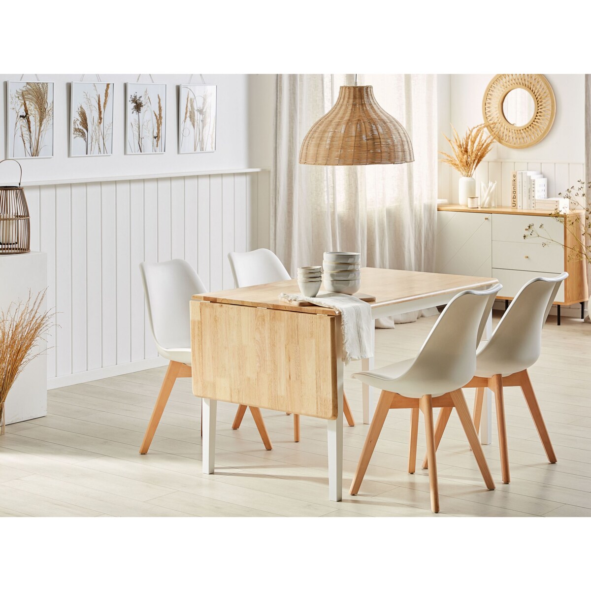 Stół do jadalni rozkładany drewniany 120/160 x 75 cm biały LOUISIANA