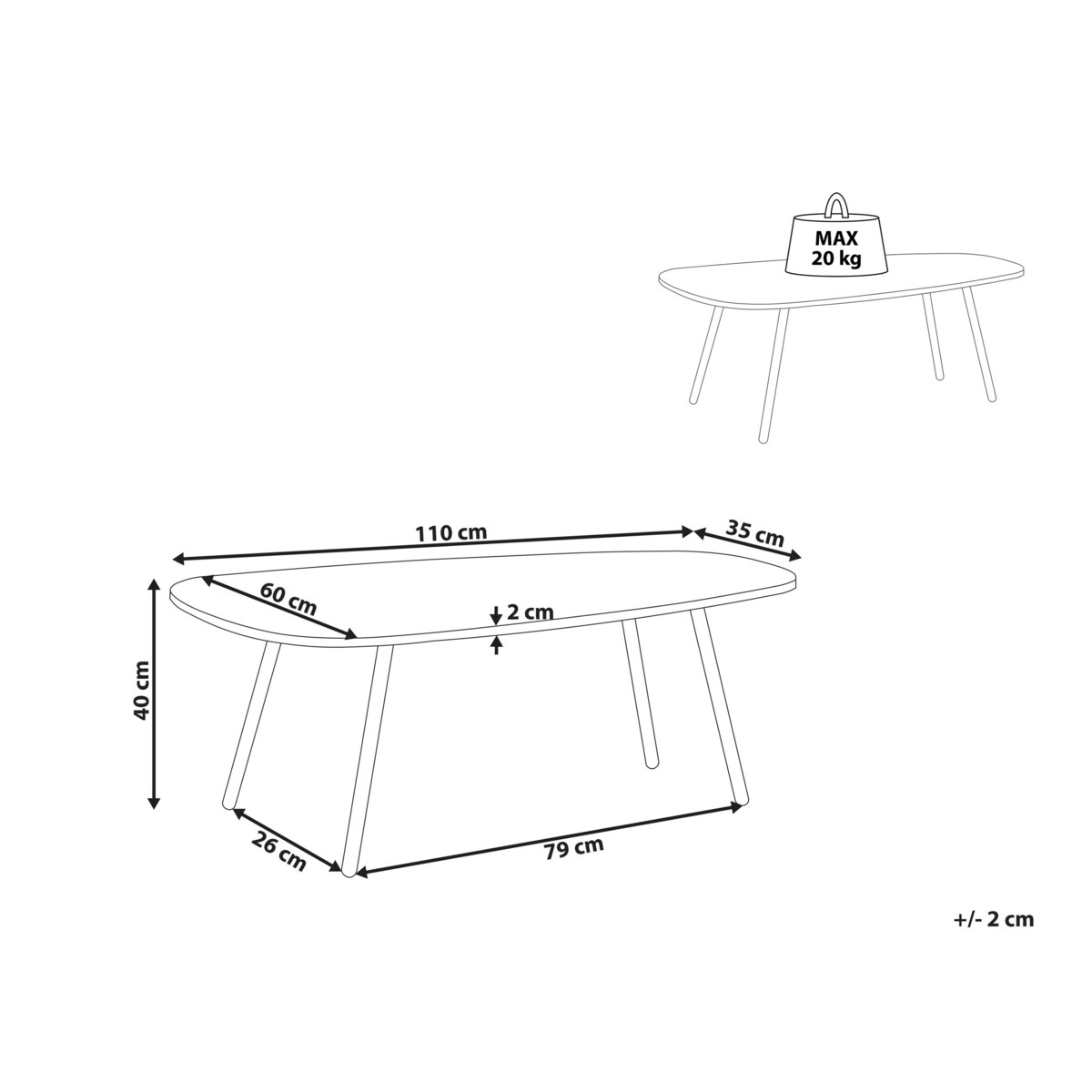 Stolik kawowy efekt marmuru biało-czarny BIDDLE