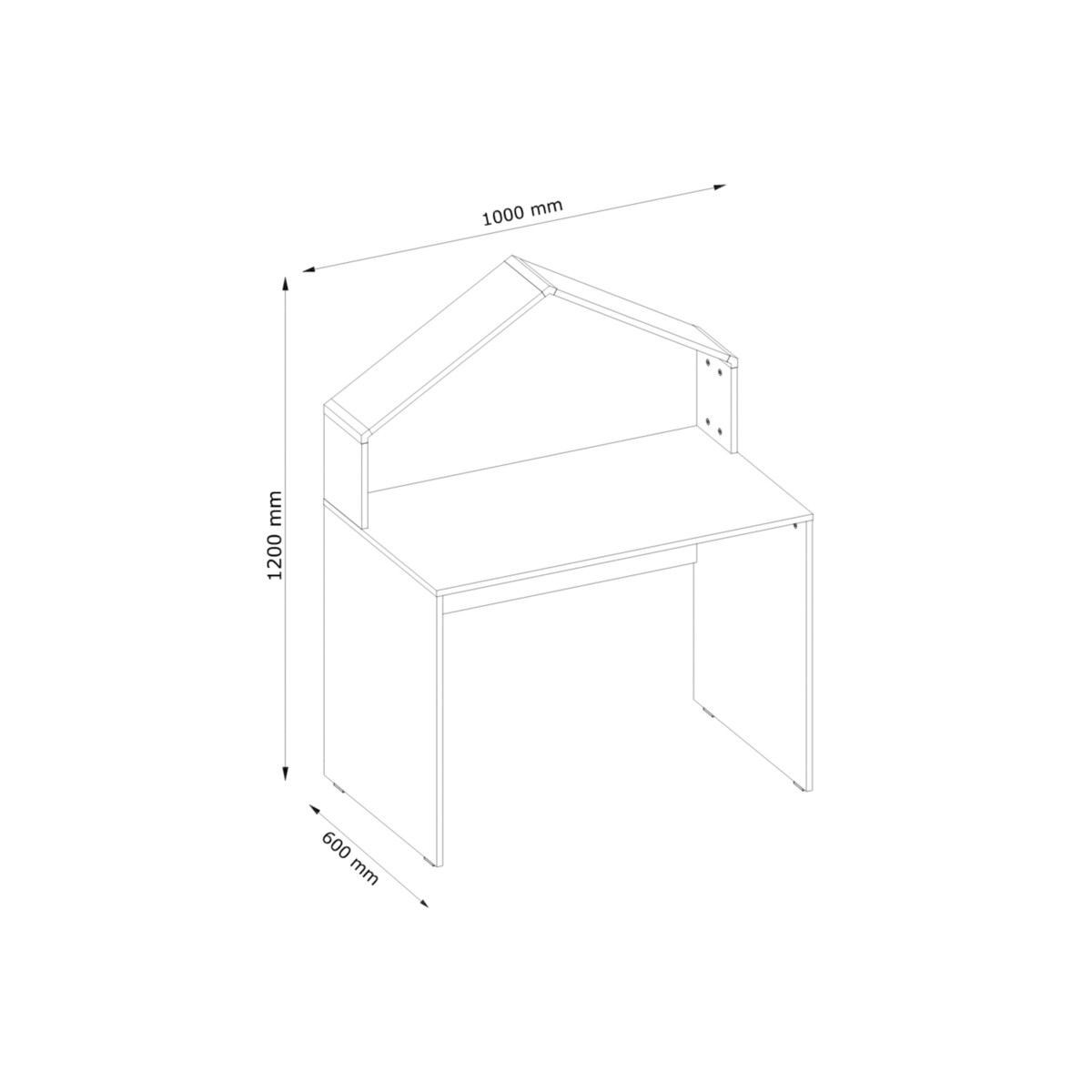 KONSIMO MIRUM Szare biurko w kształcie domku dla chłopca