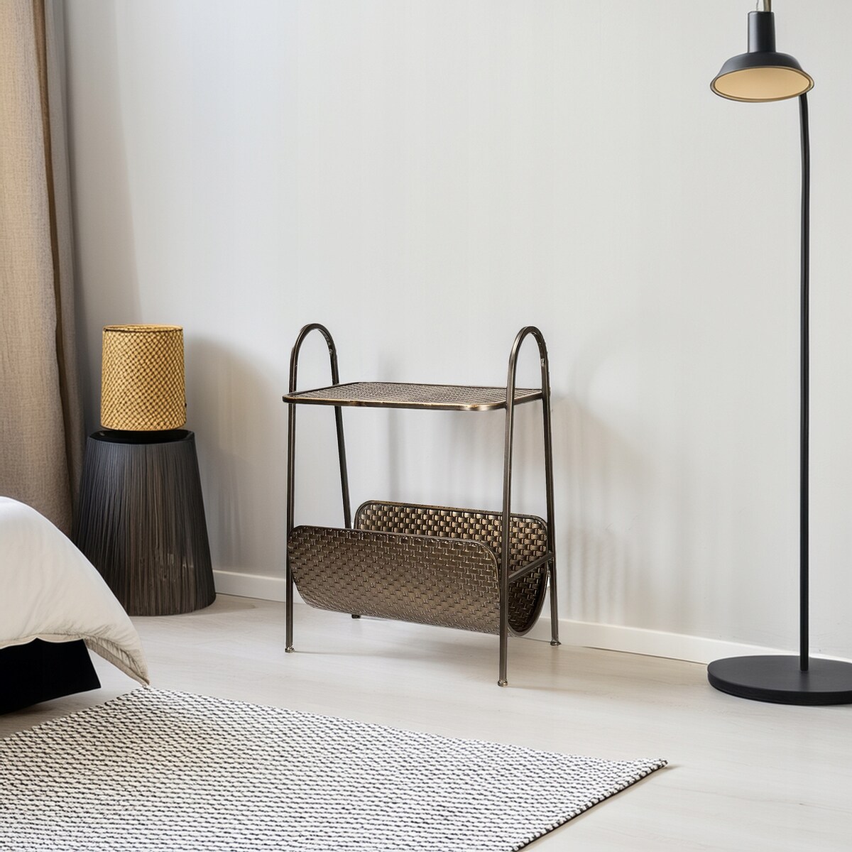 STOLIK KAWOWY BOCZNY GAZETNIK DUŻY LOFT 70cm złoty loftowy do salonu domu