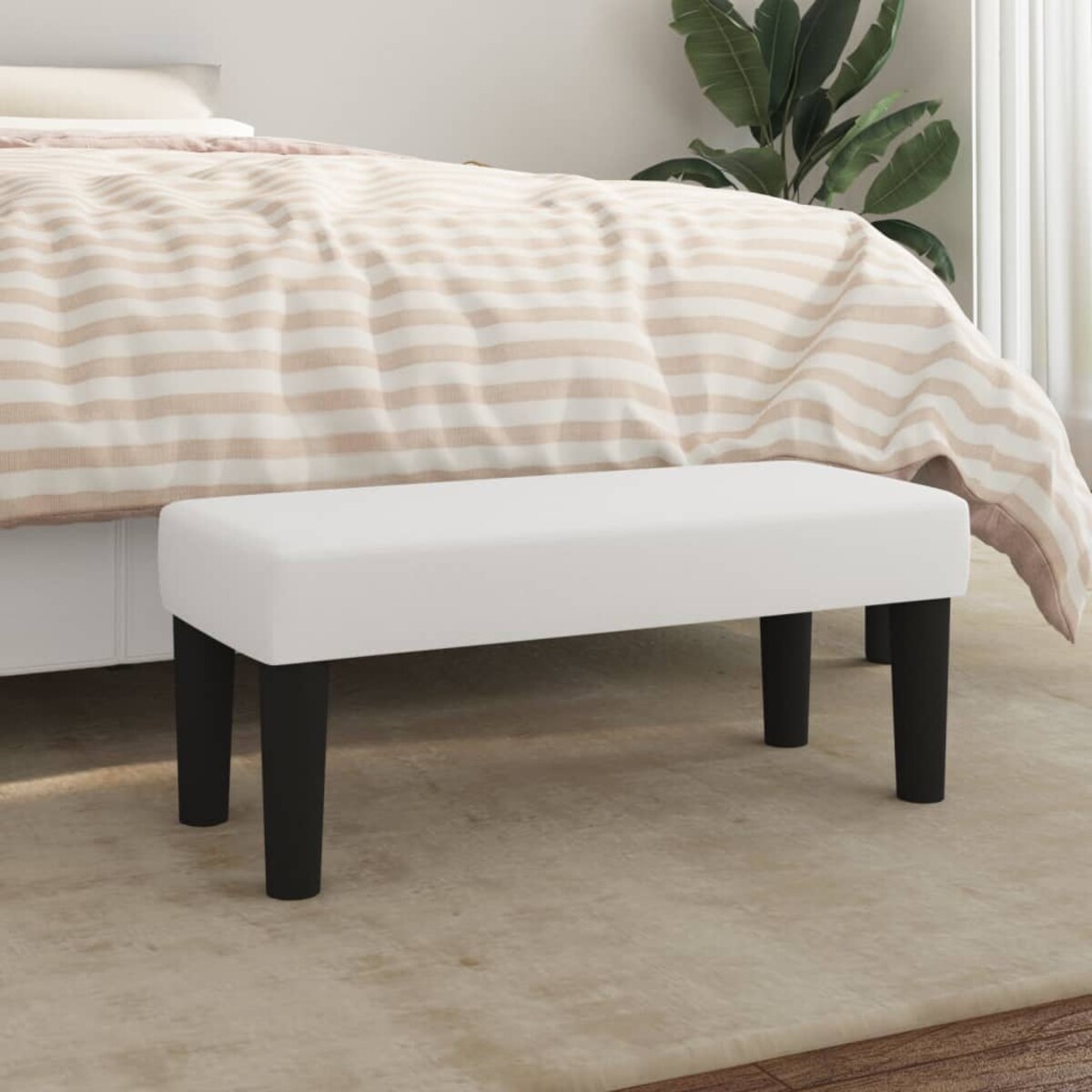 vidaXL Ławka, biała, 70x30x30 cm, tapicerowana sztuczną skórą