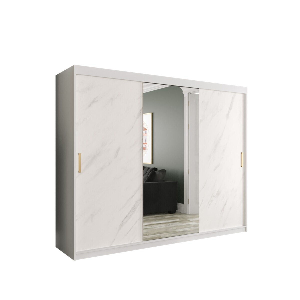 Szafa przesuwna Garderoba MARMUR T1 250 gł. 62 biały