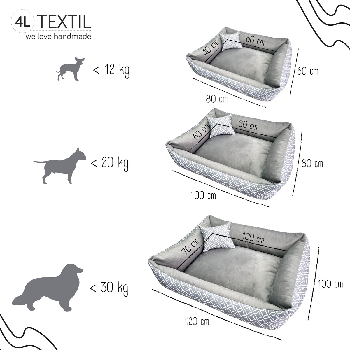 Stylowe legowisko dla psa OTTO, 80x60 cm, Turkus