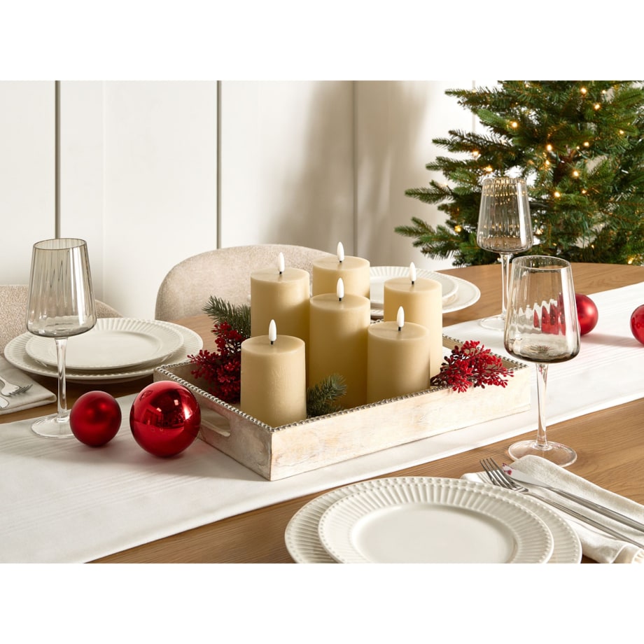 Zestaw 6 świec LED BRAISE 10/13/15 cm Beżowy