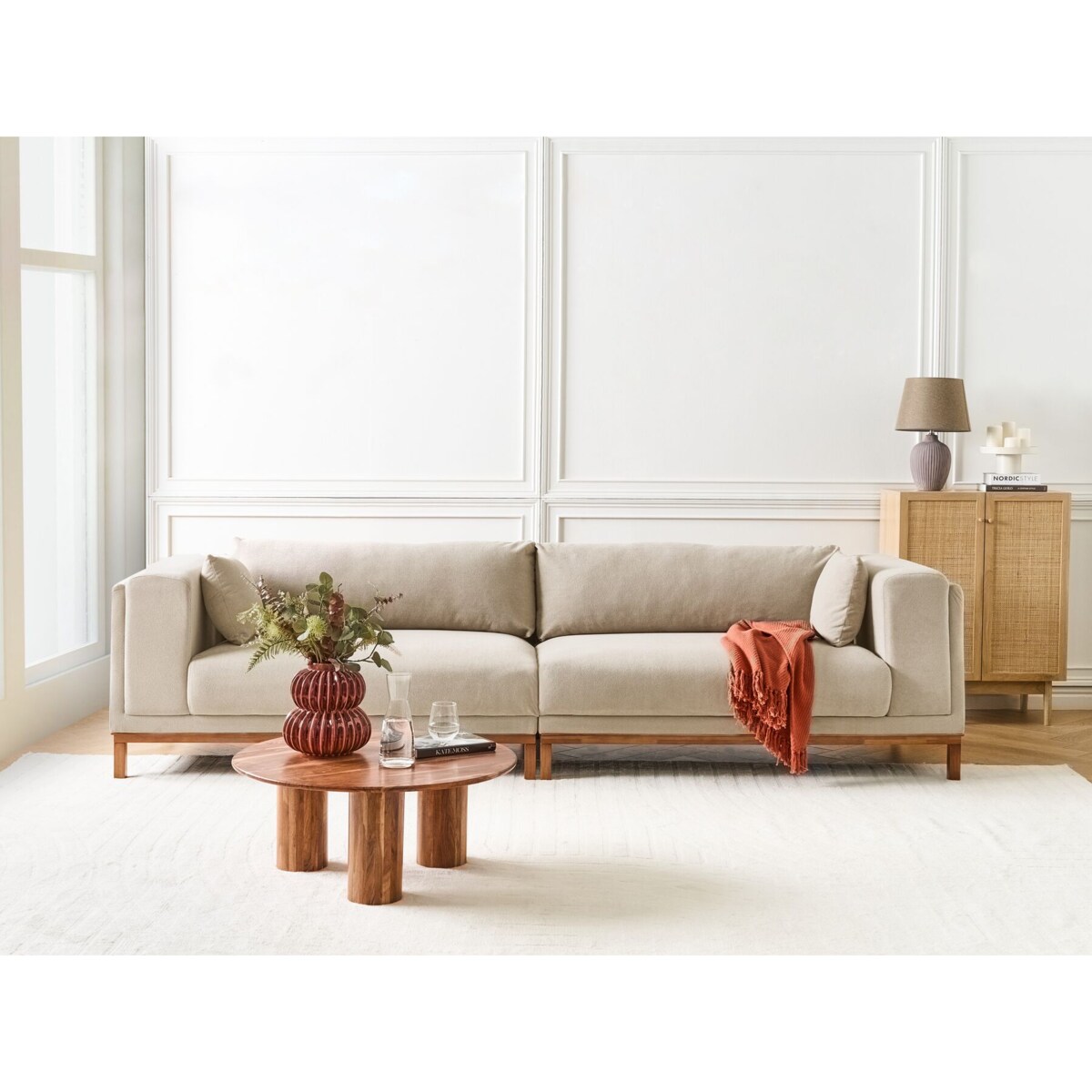 Sofa 4-osobowa beżowoszara VENG