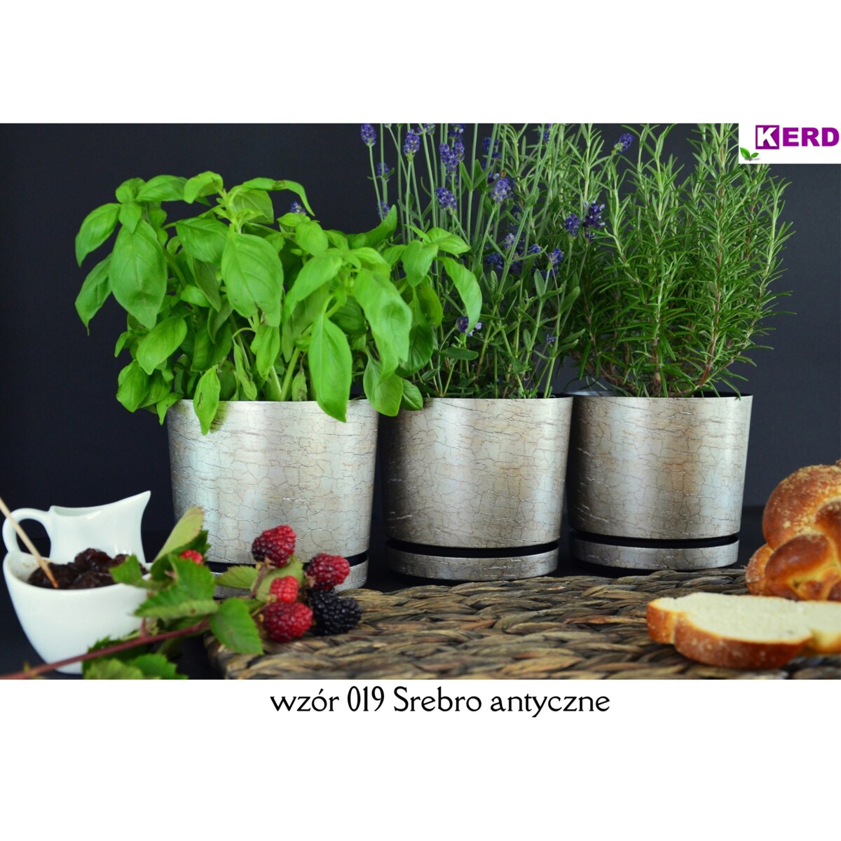 32 cm wzór ANTYCZNE SREBRO Doniczka z podstawką klasyczna rustykalna starożytna duża szeroka donica