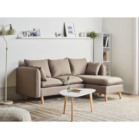 Sofa DALVIK Jasnobrązowy z otomaną dla 3 osób