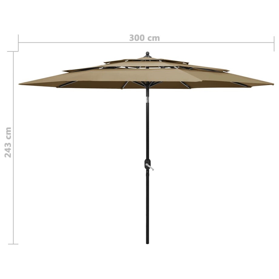 vidaXL 3-poziomowy parasol na aluminiowym słupku, kolor taupe, 3 m