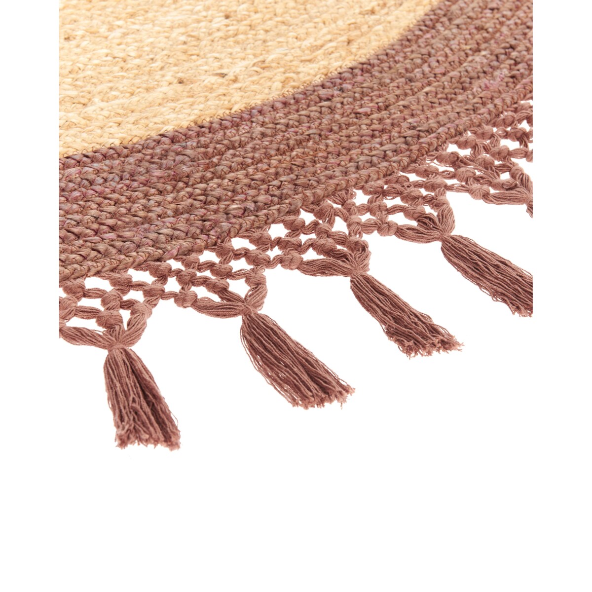 Dywan okrągły z juty 200 cm beżowy z brązowym MARTS