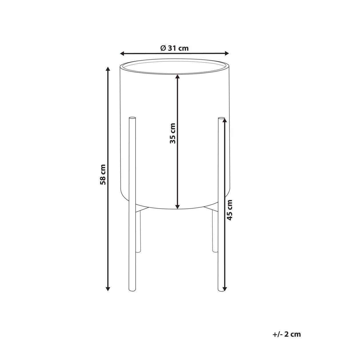 Doniczka na stojaku metalowa 31 x 31 x 58 cm biało-niebieska NEMOROSA