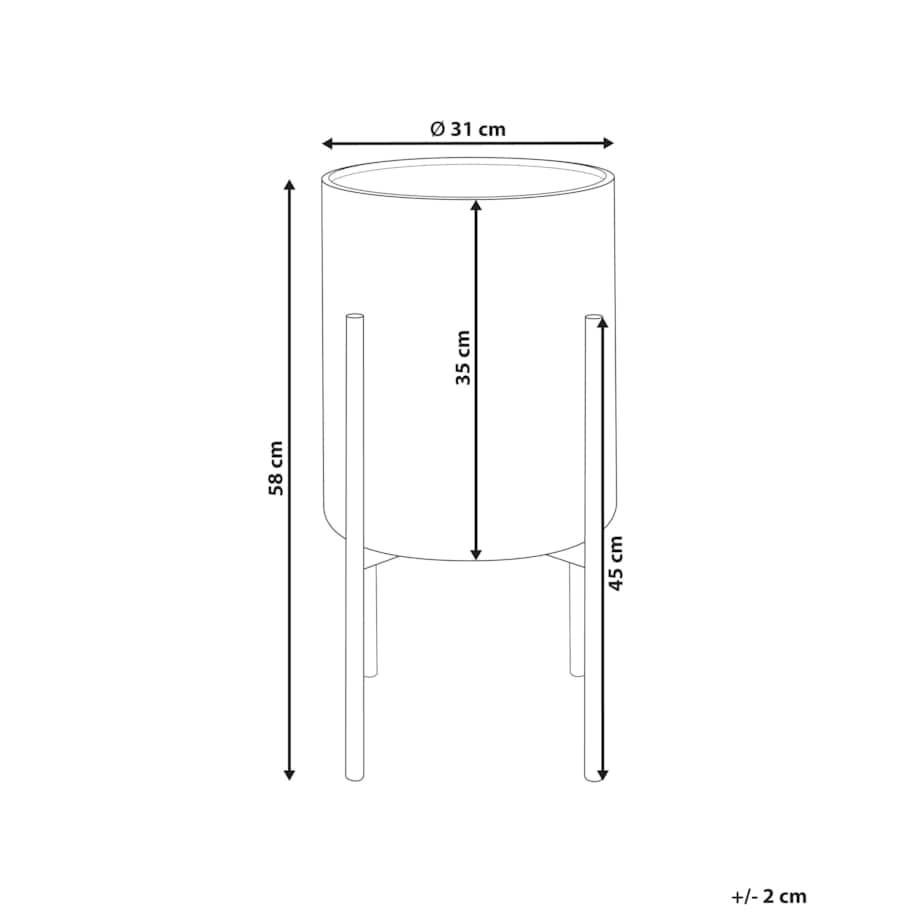 Doniczka na stojaku metalowa 31 x 31 x 58 cm biało-niebieska NEMOROSA