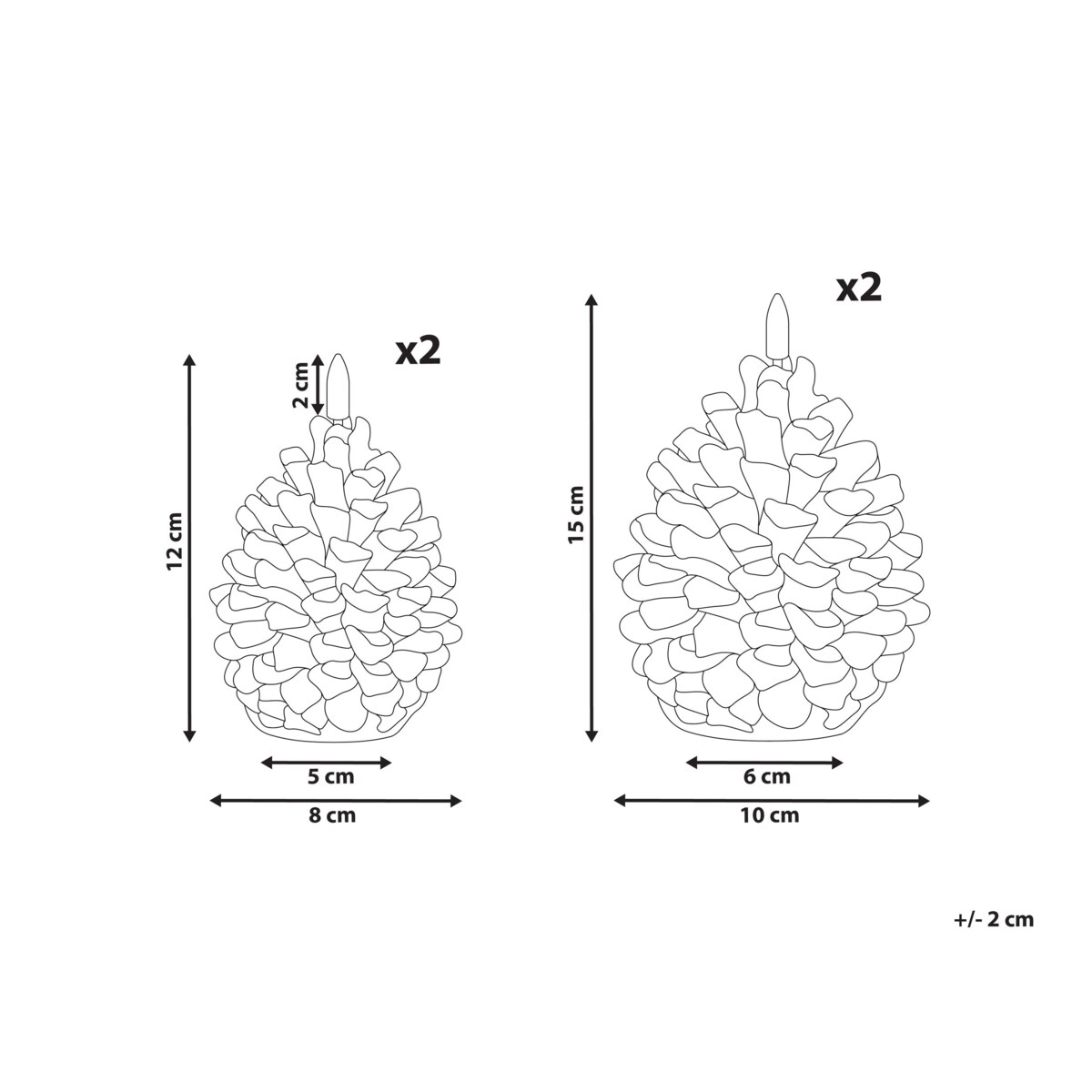 Zestaw 4 świec LED IVRESSE Szyszka 15/12 cm Brązowy