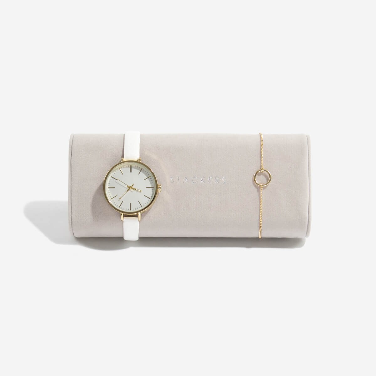 Poduszka na zegarki Stackers jasnoszara velvet