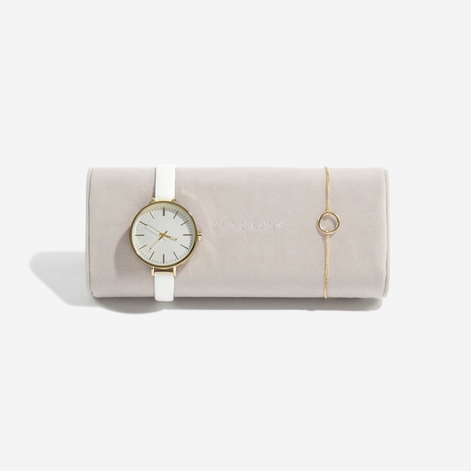 Poduszka na zegarki Stackers jasnoszara velvet