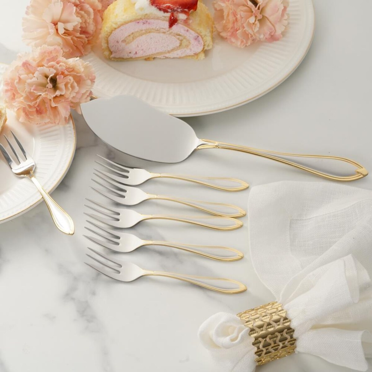 VILLA ITALIA Zestaw widelczyków do ciasta z łopatką dla 6 osób ACAPULCO