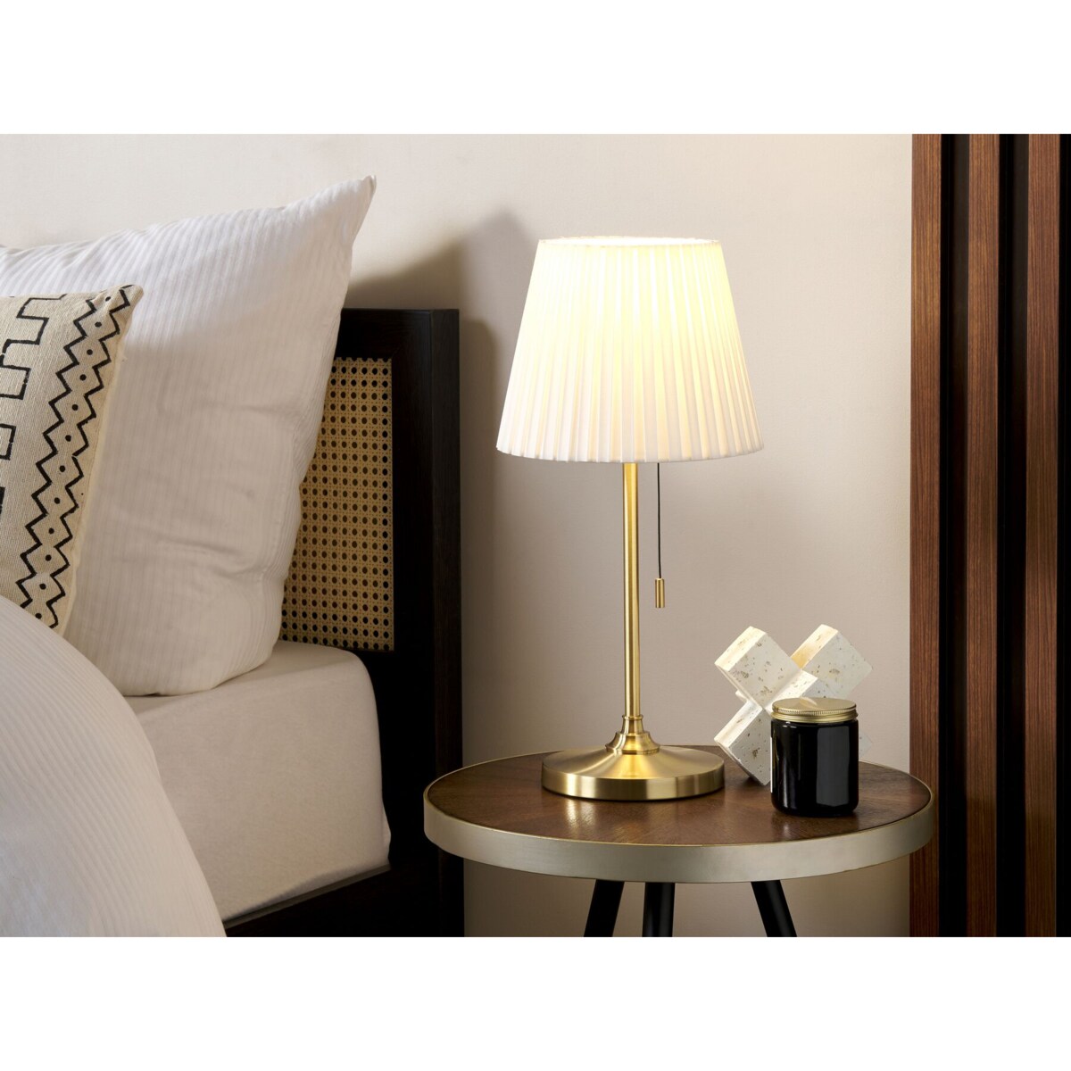 Lampa stołowa mosiężno-biała TORYSA