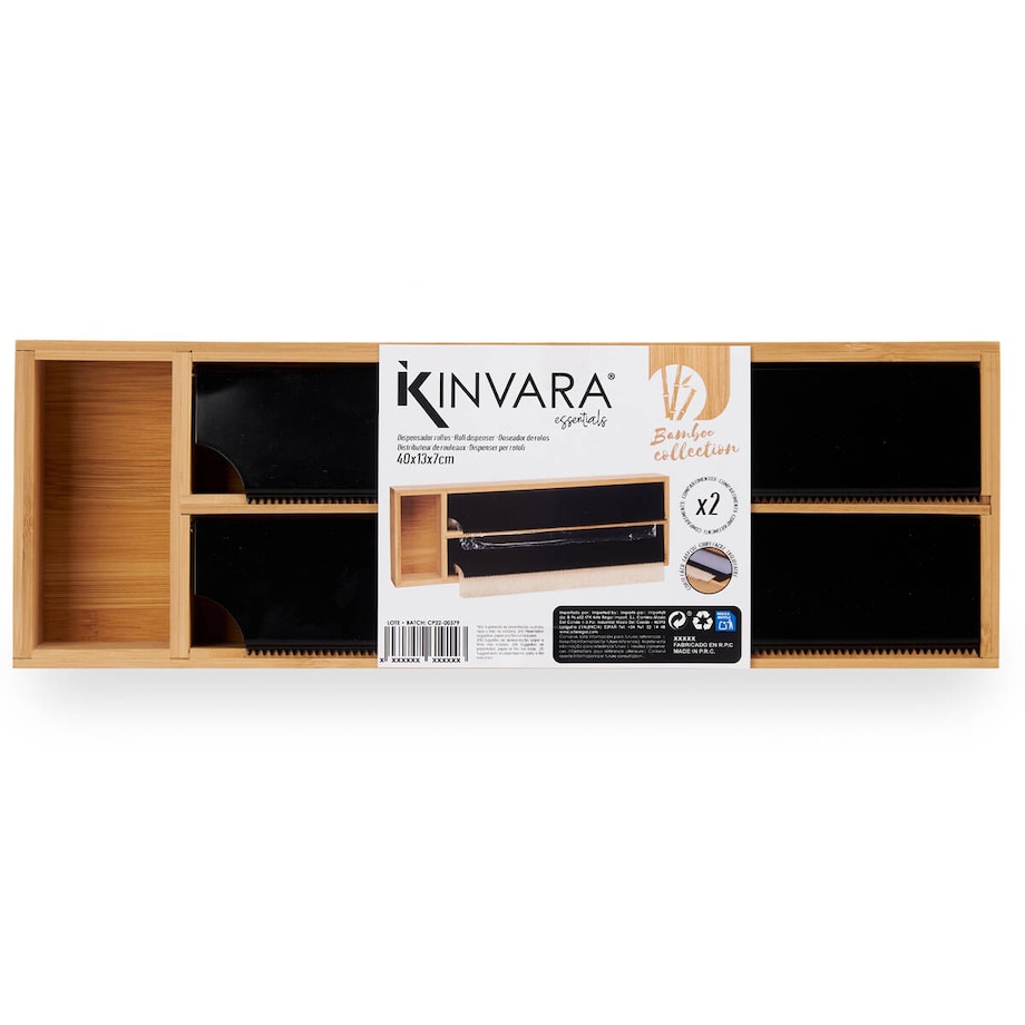 Dozownik kuchenny z bambusa do folii spożywczej i aluminiowej, 13 x 40 x 7 cm