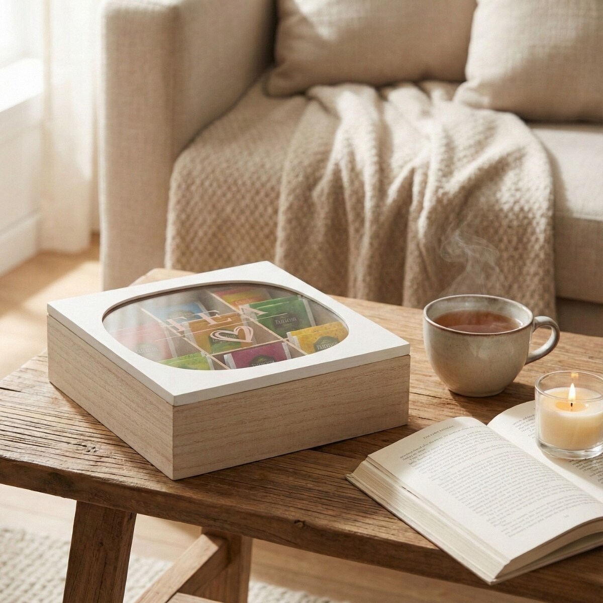 Herbaciarka ze szklanym wiekiem ZEN, 24 x 24 x 7 cm