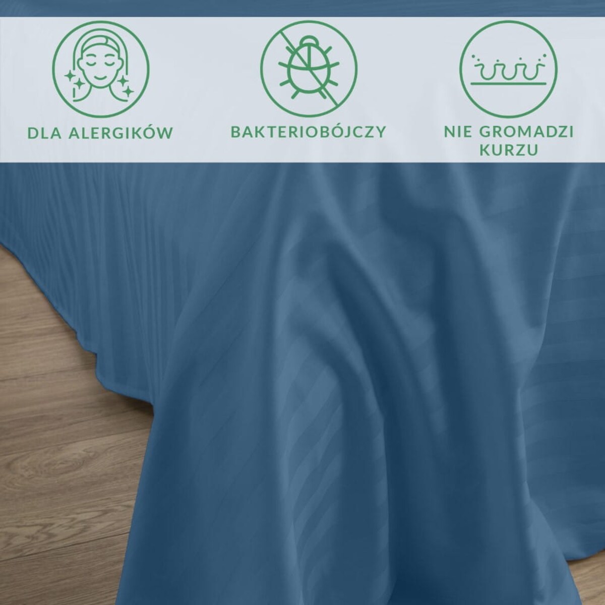 Prześcieradło bambusowe satyna bawełniana 220x260 Bamboo paski, chabrowe