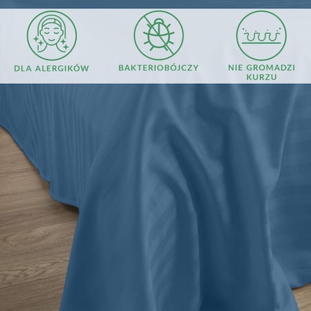 Prześcieradło bambusowe satyna bawełniana 220x260 Bamboo paski, chabrowe