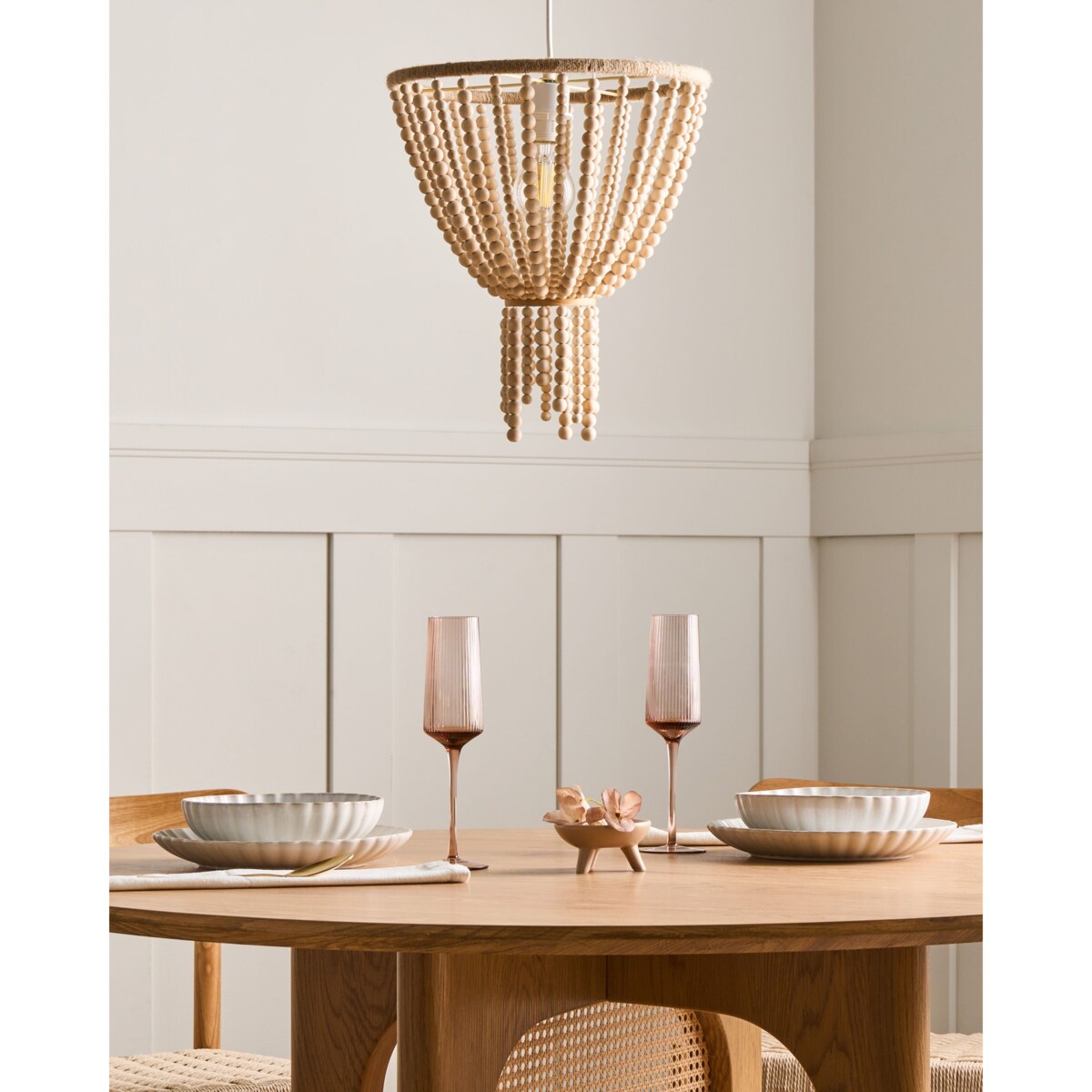 Żyrandol PUSWELI Drewno Jasnobrązowy