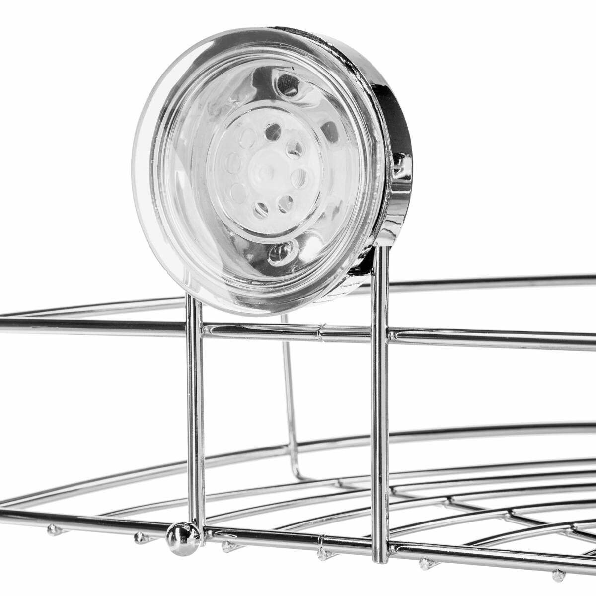 Półka łazienkowa, wisząca na przyssawki, stal chromowana, narożna