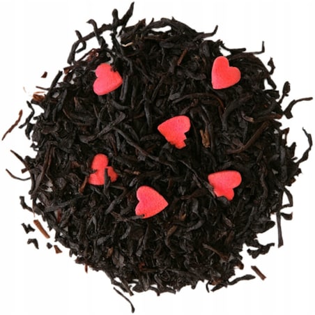 Herbata czarna CZERWONE SERDUSZKO cukierkowe serduszka sypana premium 120g - herbata liściasta sypana mieszanka napar susz